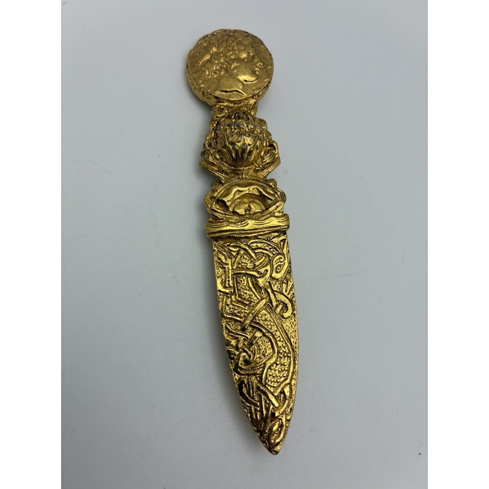 Vintage Gold Tone Greek Dagger-Sword Brooch Pin,  Jewelry